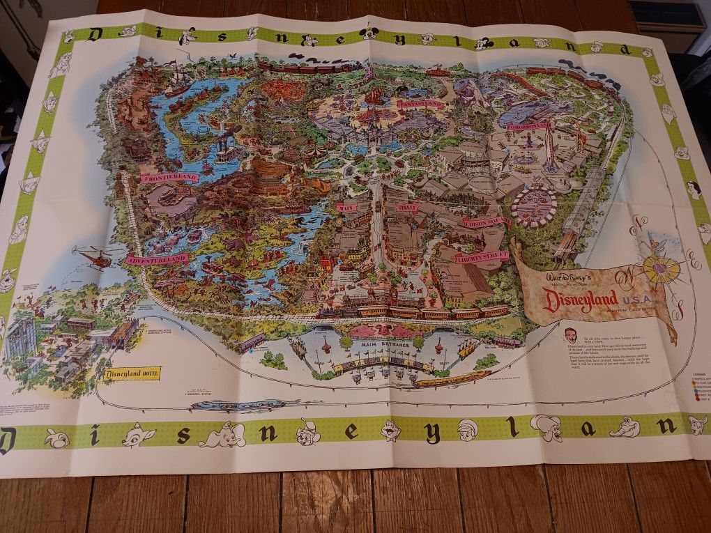 Vintage 1964 Map Of Disneyland