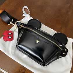 Disney Leather Belt Bag with Flip-Up Mickey Ears - Rare Parks Exclusive