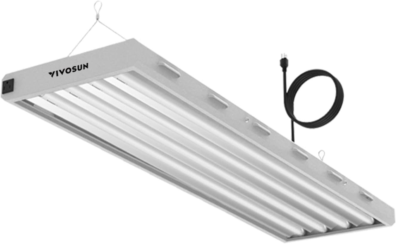 VIVOSUN T5 Grow Lights, 5000 Lumens per 4ft., 216W (4 X 54W), 6500K HO Fluorescent Tubes, with High-Output T5 Light Fixture Bulbs for Indoor Plants, 8