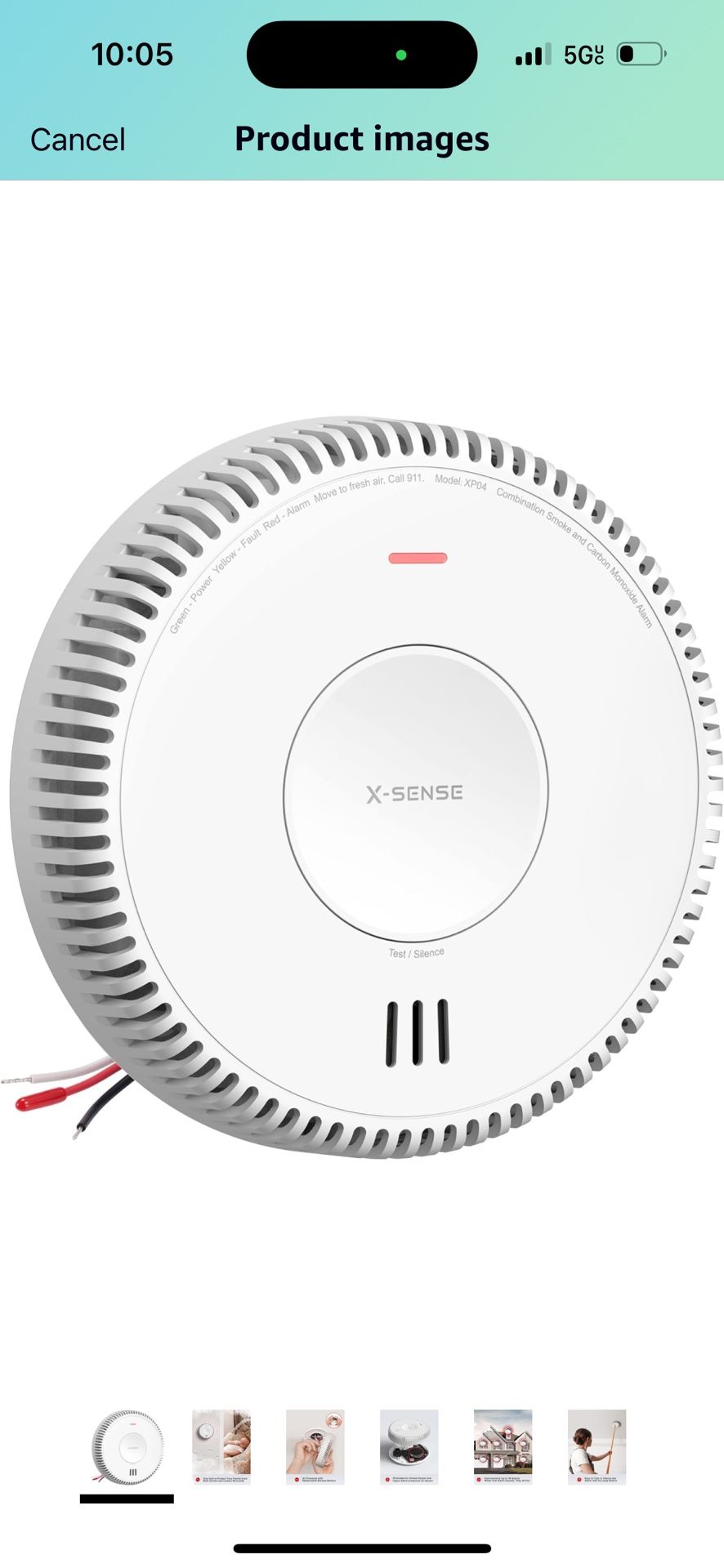X-Sense Hardwired Combination S and Ca Monoxide Detector, Hardwired Interconnected S and CDetector Alarm with Replaceable BBackup
