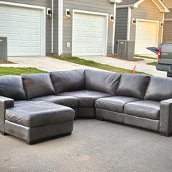 VINTAGE LEATHER SECTIONAL COUCH 