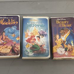 Disney vhs Aladdin Beauty and the beast The little mermaid
