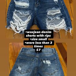 waxjean denim shorts with rips