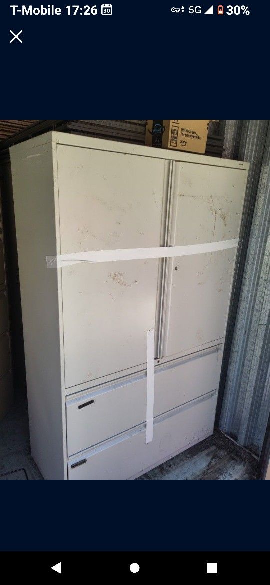 4ft Wide Lateral Hon Storage Cabinet Metal Steel With 2 Door 2drawers