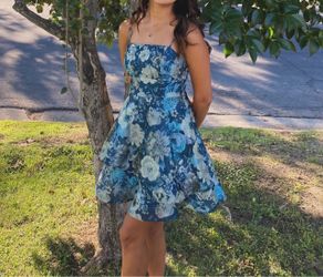 Blue Floral Mini Homecoming Dress size XS