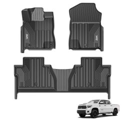 3W Floor Mats Fit for Toyota Tundra 2014-2021 (Only for CrewMax Cab), TPE All Weather Custom Fit Floor Liner for Tundra Accessories SR5/TRD/Limited 1s