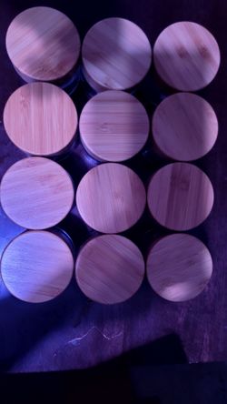 Set of 12 Glass Jars with Bamboo Lids
