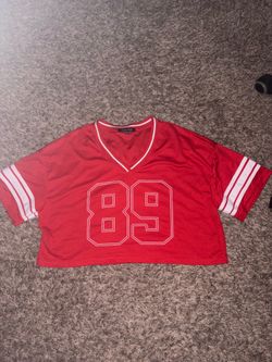 ❤️ Red Cropped Jersey Top – Size Small