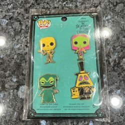 Funko Pop! Disney Nightmare Before Christmas Glow in the Dark Enamel Pin Set.  Brand new never removed from package.  Smoke free home