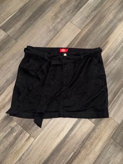 Dickies Black Cotton Canvas A-Line Short Skirt Button Belt Pockets Women 15 XL