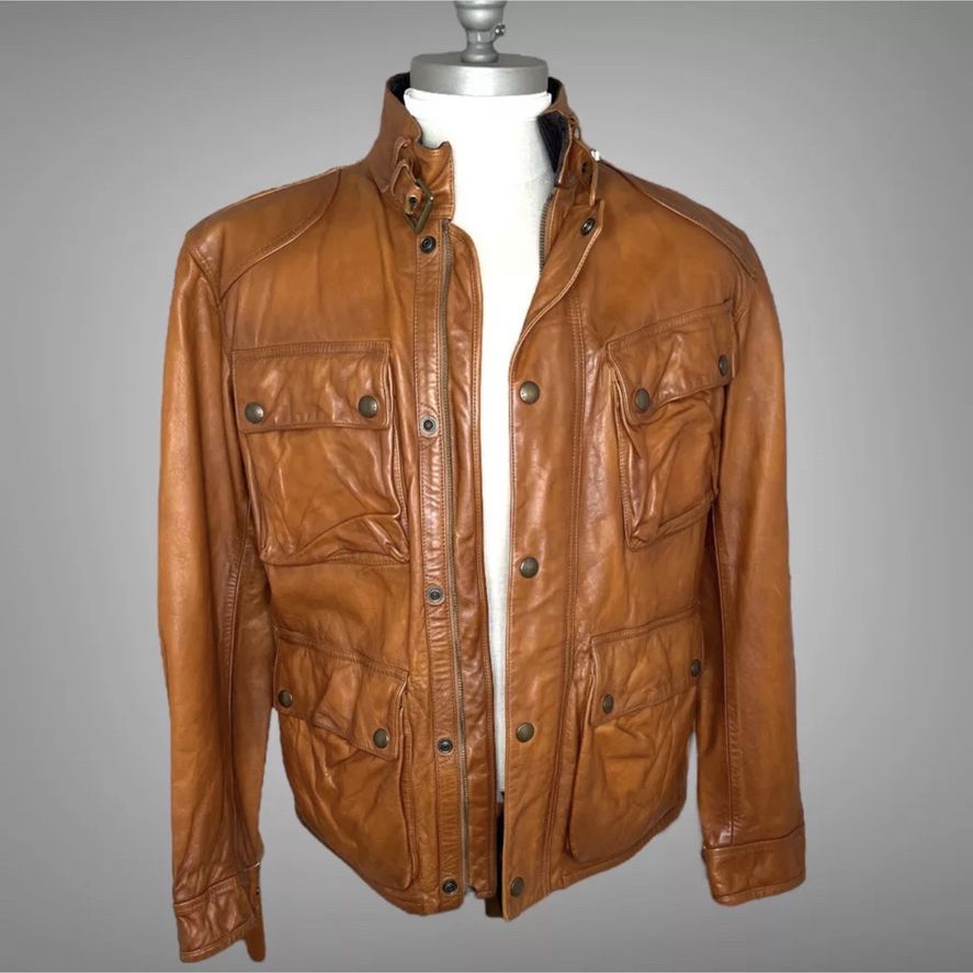 Authentic Ralph Lauren Southbury Leather Motorcycle Cafe Racer Jacket M