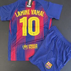 Barcelona Lamine Yamal kids jersey and shorts set