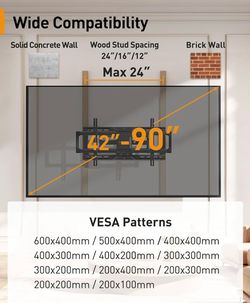 Perlegear PGLF16 Full Motion TV Wall Mount for 42-90 Inch TVs