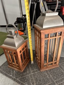 Set of metal/wood LANTERN