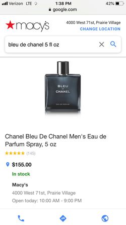 Chanel Bleu De Chanel Men's Eau de Parfum Spray, 5 oz for Sale in