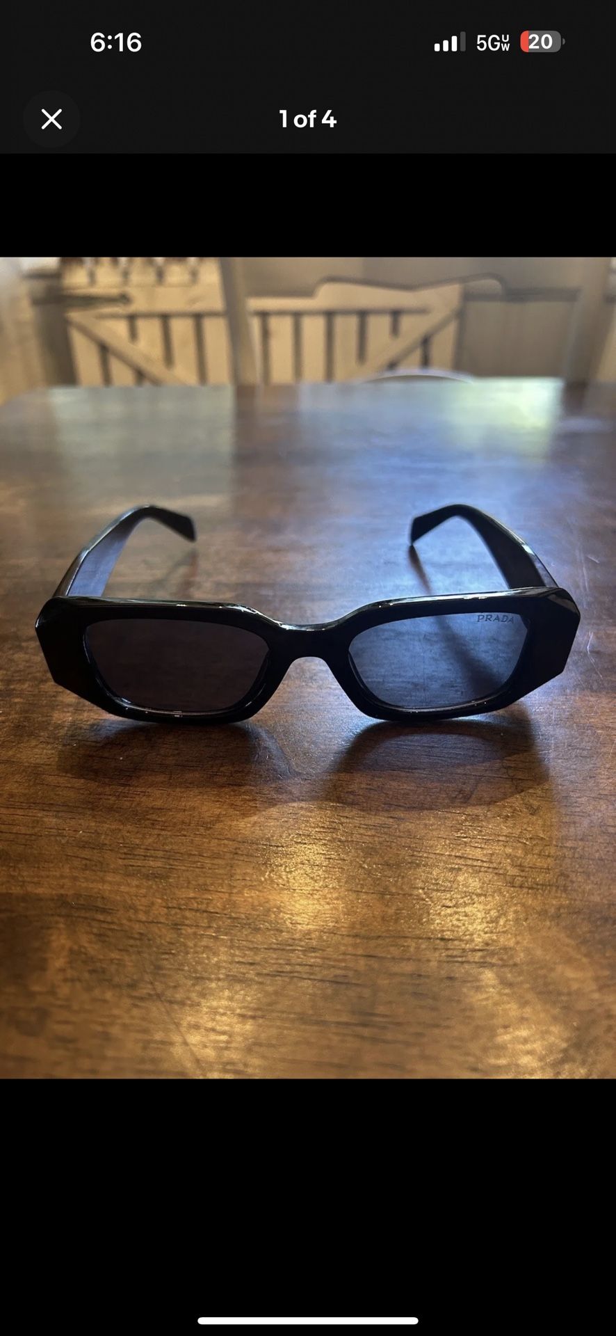 Prada PR17WS 1AB5S049 Women's Sunglasses 49 mm Black / Dark Grey Lens