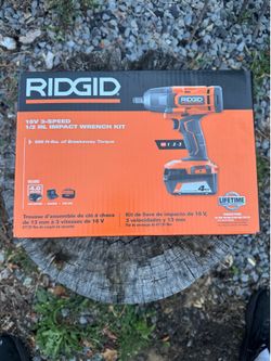 NEW IN BOX Ridgid R86215K 18V 3 Speed 1/2 in Impact Wrench Kit Battery & Charger.