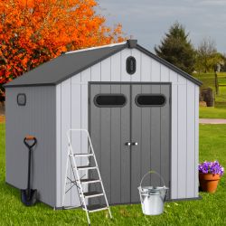 XWT013-1 8*10ft resin plastic storage shed for backyard garden big spire Tool storage