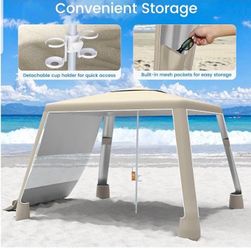 8'x8' Large Beach Canopy with Side Wall