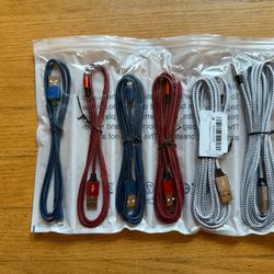 6Pack 3/3/6/6/6/10 FT iPhone Charger Nylon Fast Charging iPhone 14 Pro/13/12/11