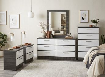 Dresser With Mirror, Chest And Two Nightstands / Cómoda Con Espejo, Gavetero Y Mesitas De Noche 🚚