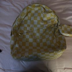 Wild Fable Yellow and white Checkered Backpack  
