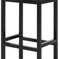 New | 24" Backless Counter Height Bar Stool, Padded Faux Leather Seat (Black)