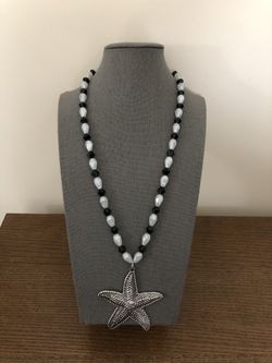 Black and white beads necklace string