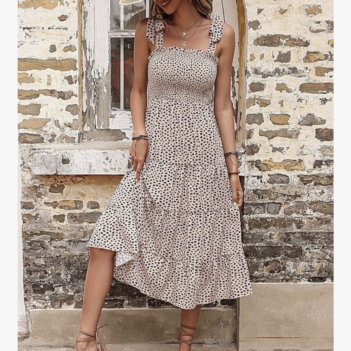 Women's Summer Leopard Print Ruffle Long Maxi Dress, Small
