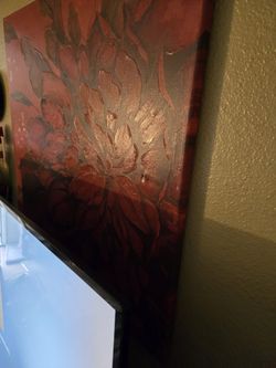 Red & Black Color Flowered Painting