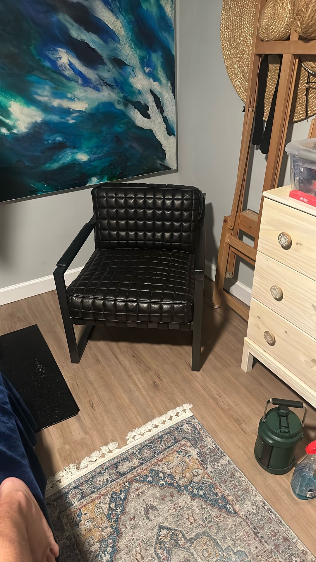 Modern Black Leather Accent Chair - Excellent Condition