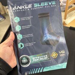 Ankle Compression Sleeves (Pair) — Pain Relief for Sprain / Plantar Fasciitis — NEW