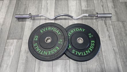 [READ FULL DESCRIPTION] SOLID EZ Curl Bar and Rubber Weights