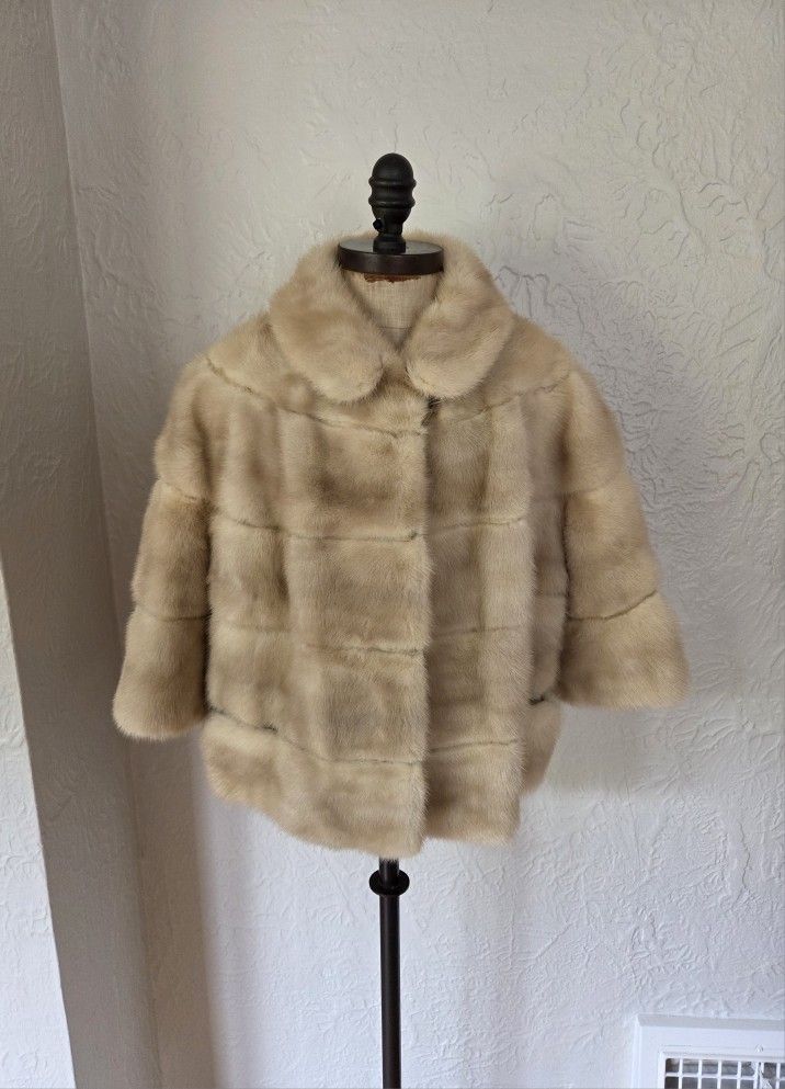 Blonde Mink Fur Crop Jacket Bolero Stole Size M NO OFFERS