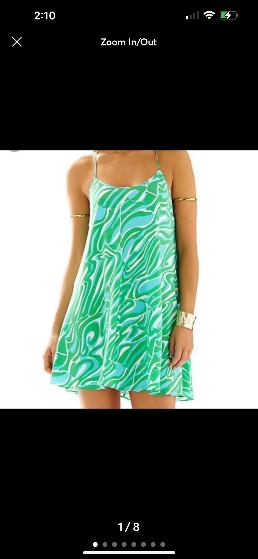 Lilly Pulitzer Women Finders Keepers Maisy Silk Green White Slip Dress Size XS Retail $58