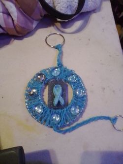 Handmade Blue Ribbon Awareness Keychain