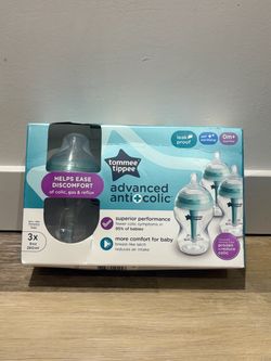 NEW Tommee Tippee Advanced Anti-Colic Baby Bottles 3-Pack FACTORY SEALED! GENDER NEUTRAL