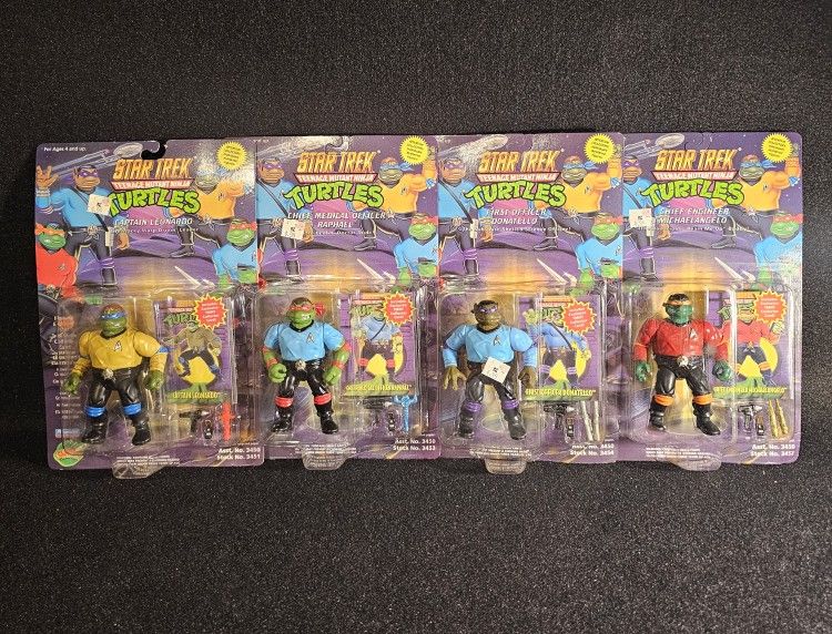 1994 Playmates Star Trek Teenage Mutant Ninja Turtles "Complete 4 Figure Set!" ⭐️NEW-IN-PACKAGE⭐️