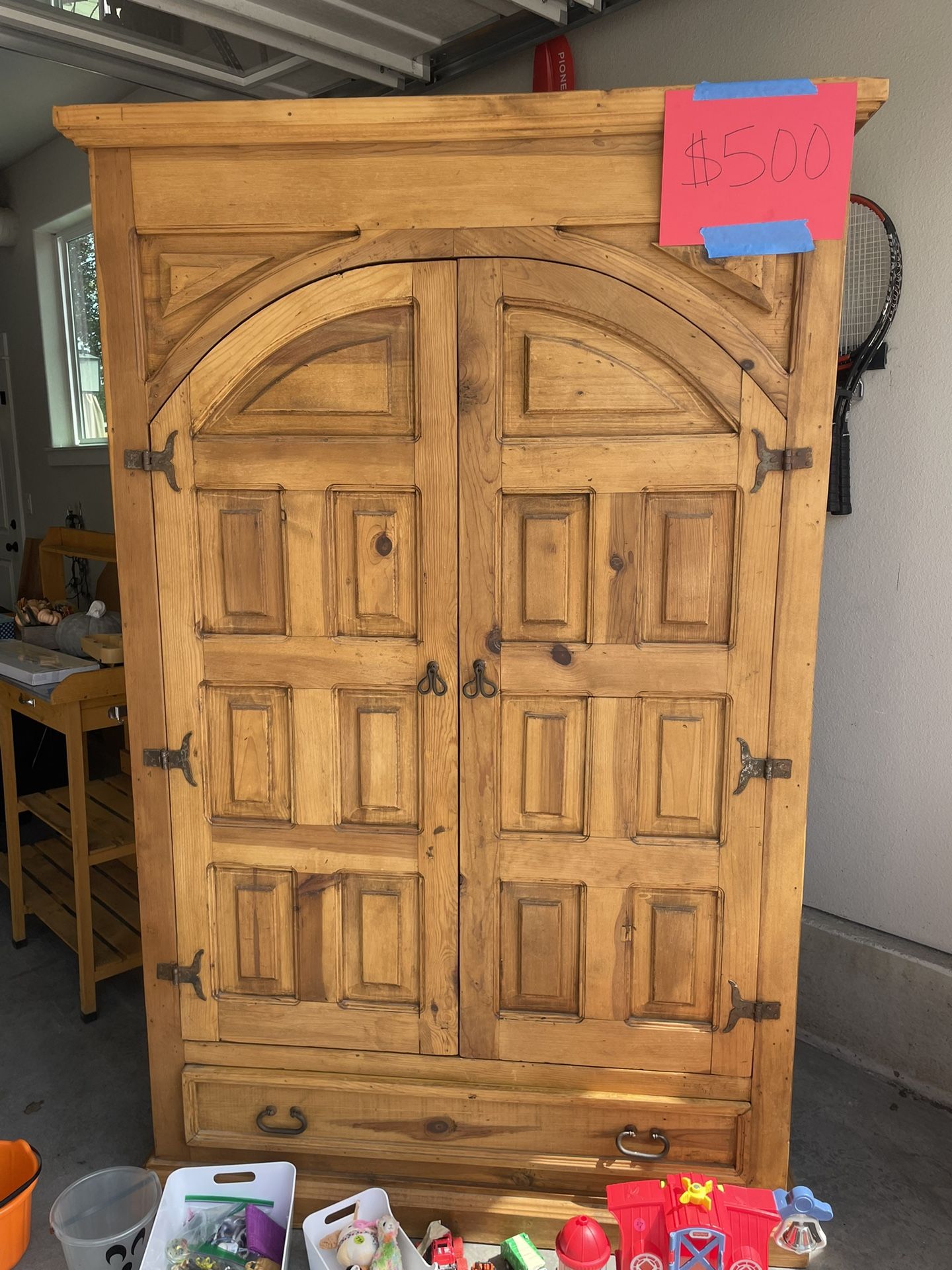 Wood Hutch Armoire Cabinet