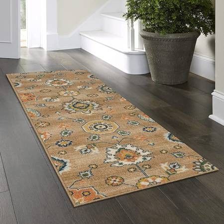 New! Maples Rugs Fleur Motif Neutral/Multi, 2' x 6' Runner Rug for Sale ...
