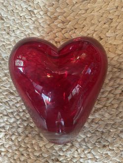 Murano Hand Blown Red Cuore Heart Shaped Art Glass Vase Heavy Salviati collection By Maria Christina Hammel, Italy 1990s
