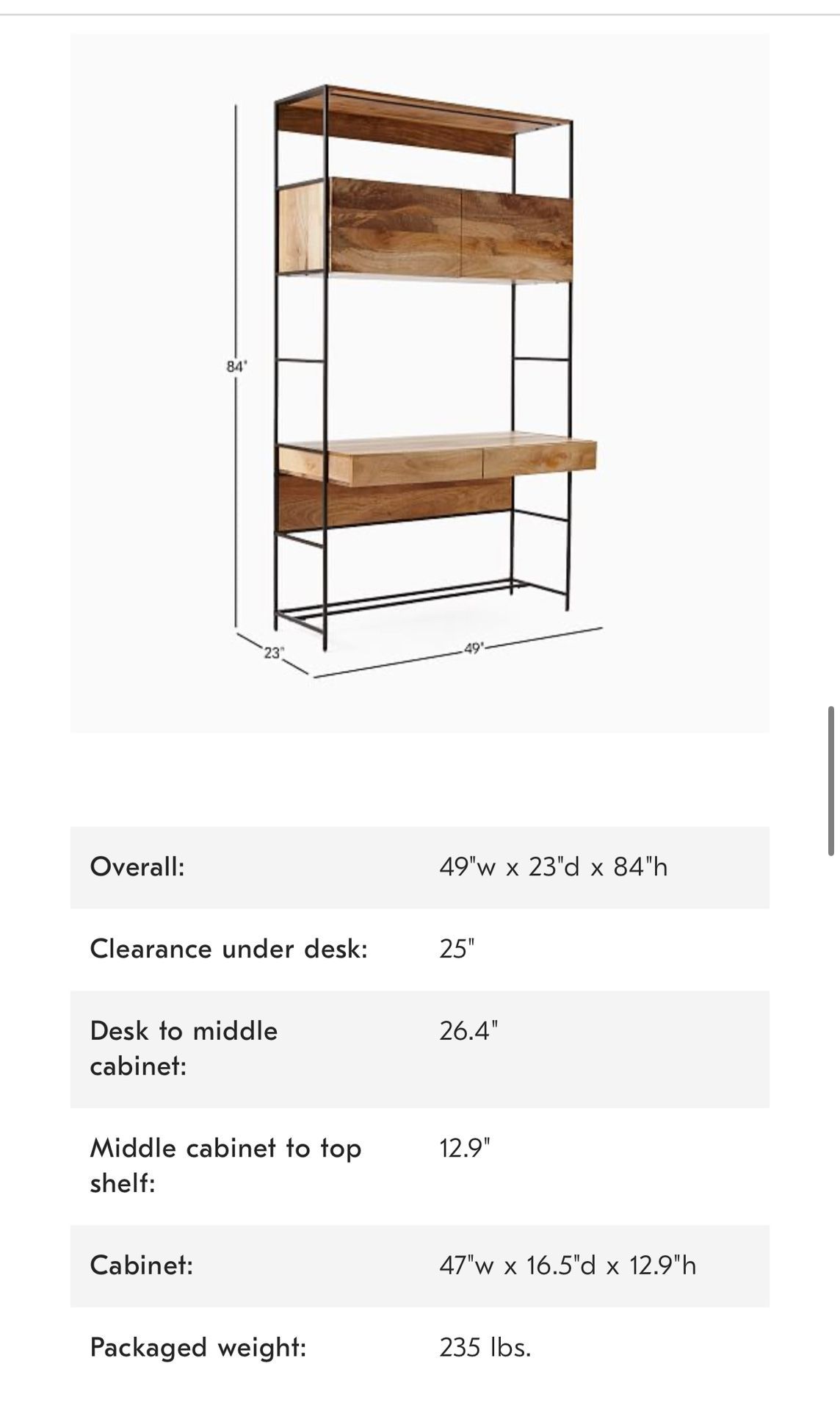 West Elm | Industrial Modular Wall Desk (49")