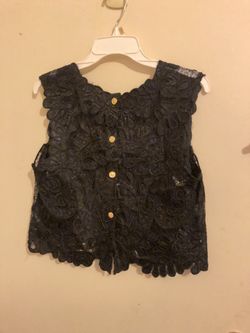 Vintage See-Through Buttoned Sleeveless Vest
