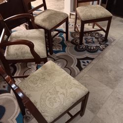 Four Piece Set Wooden Cushion Dining  Chairs