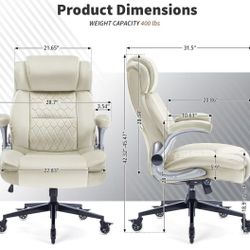 ✌️ High Back Office Chair Fabric- Adjustable Lumbar Support & Flip-Up Arms, Locking Wheels, Thick Padding - Ergonomic Durable Work Chair for Adults