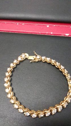 Lady's Tennis Bracelet Sterling Silver set with Lab Created Diamonds