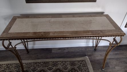 Solid Marble Table And Matching Large End Table