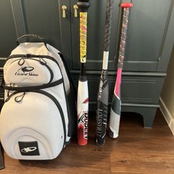 Softball Bats And Bag For Sale 