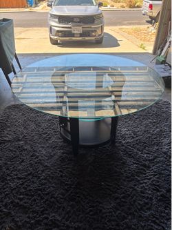 Round Glass Top Dining Table with 5 Chairs