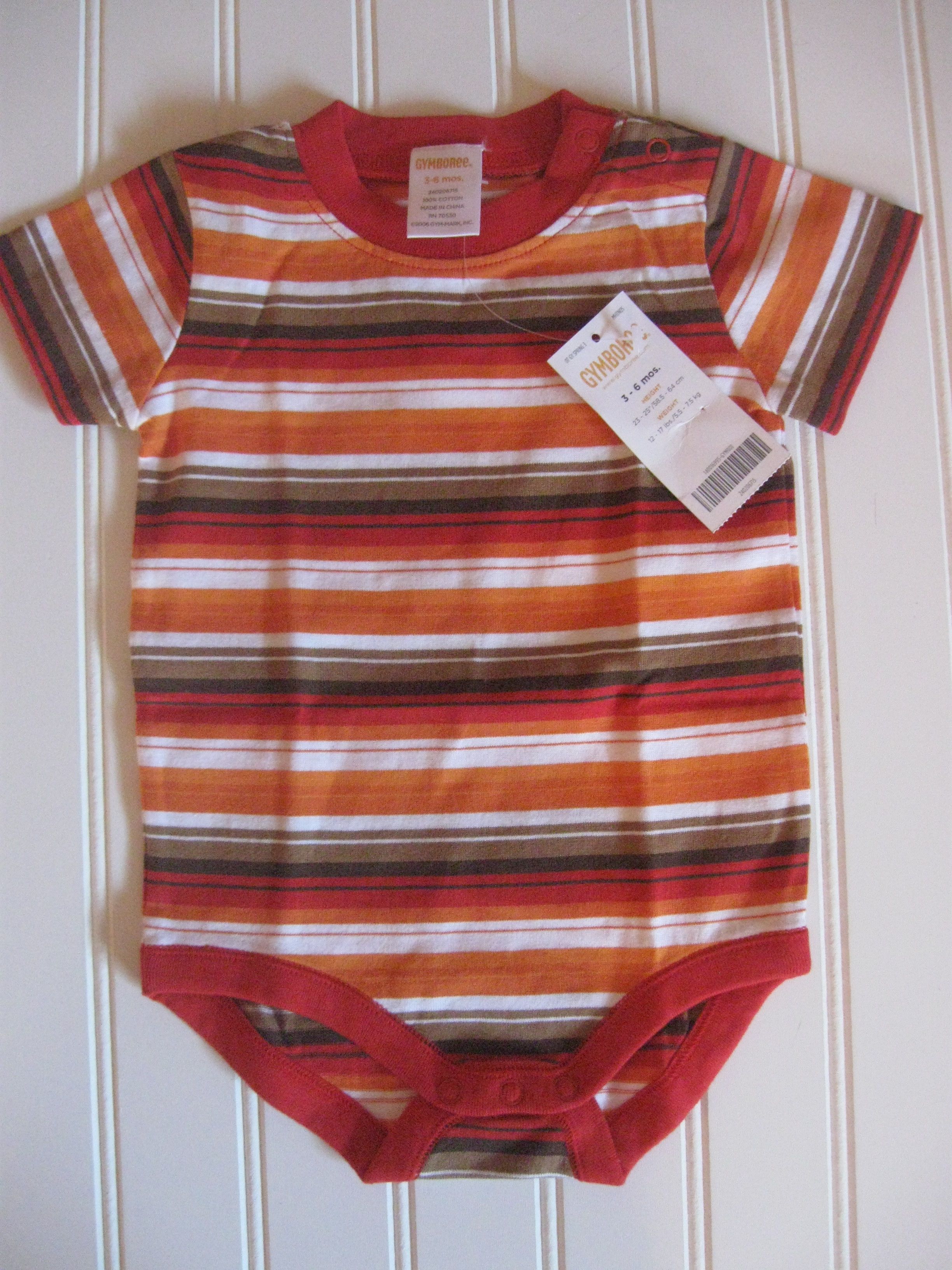 NWT Gymboree Baby Boys 3-6M Stripe Fall Color Thanksgiving Bodysuit Top 3-6 Month